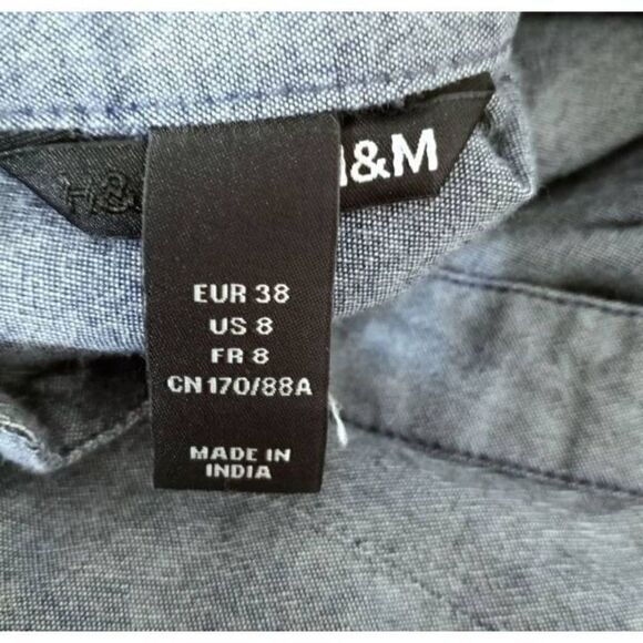 H&M DENIM BLUE BLOUSE SZ.8 EUC. - Picture 4 of 7
